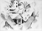 Bermuda No. 1, Tree and House, Charles Demuth (American, Lancaster, Pennsylvania 1883–1935 Lancaster, Pennsylvania), Watercolor and graphite with collage of cut paper with watercolor and graphite on paper